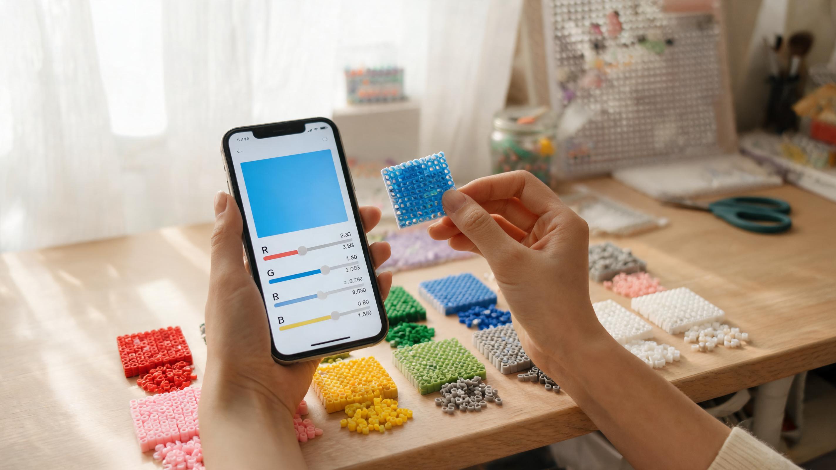Digital colors mapped to nearest physical bead chips