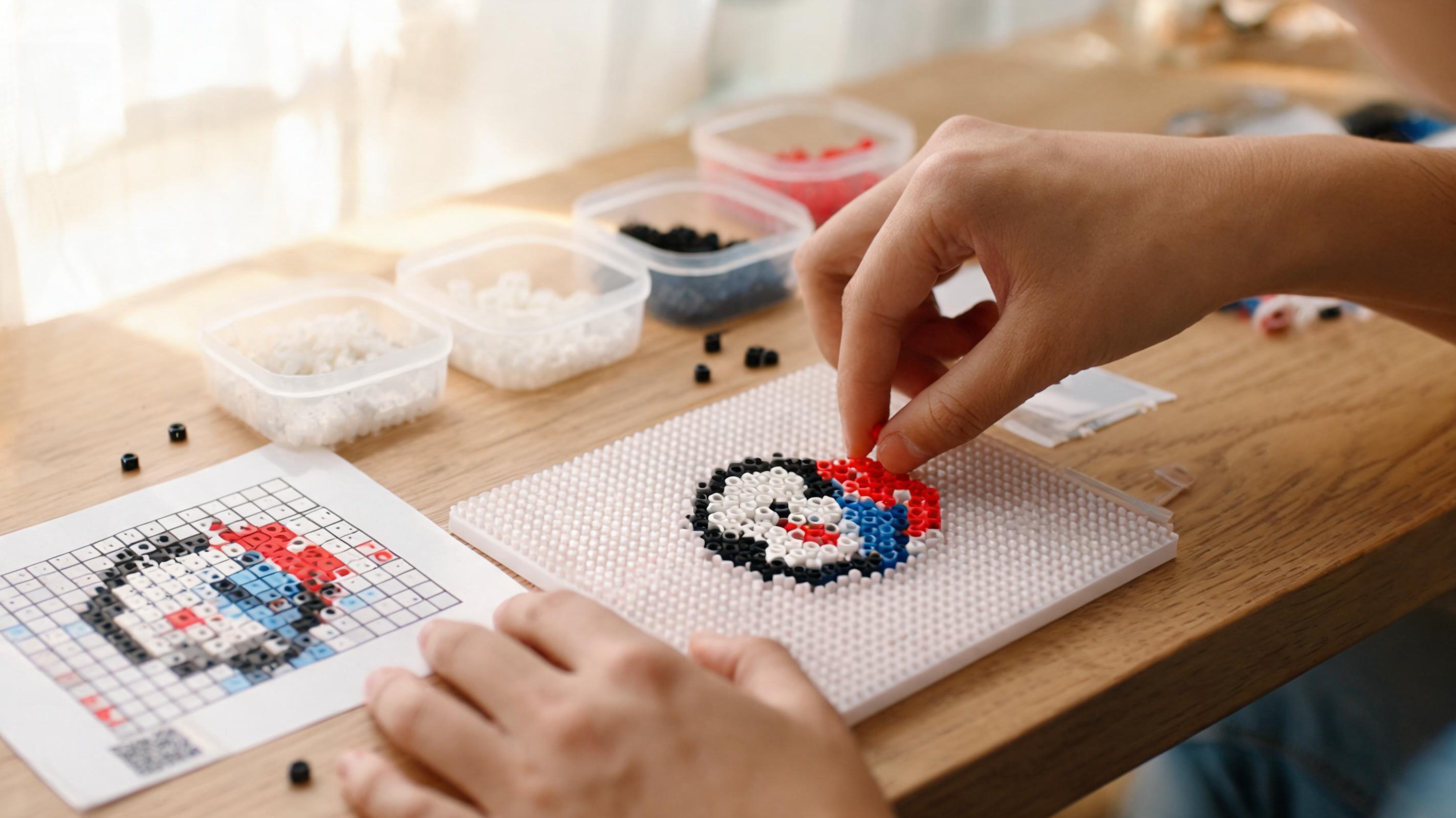 Printed bead guide on a peg board during assembly