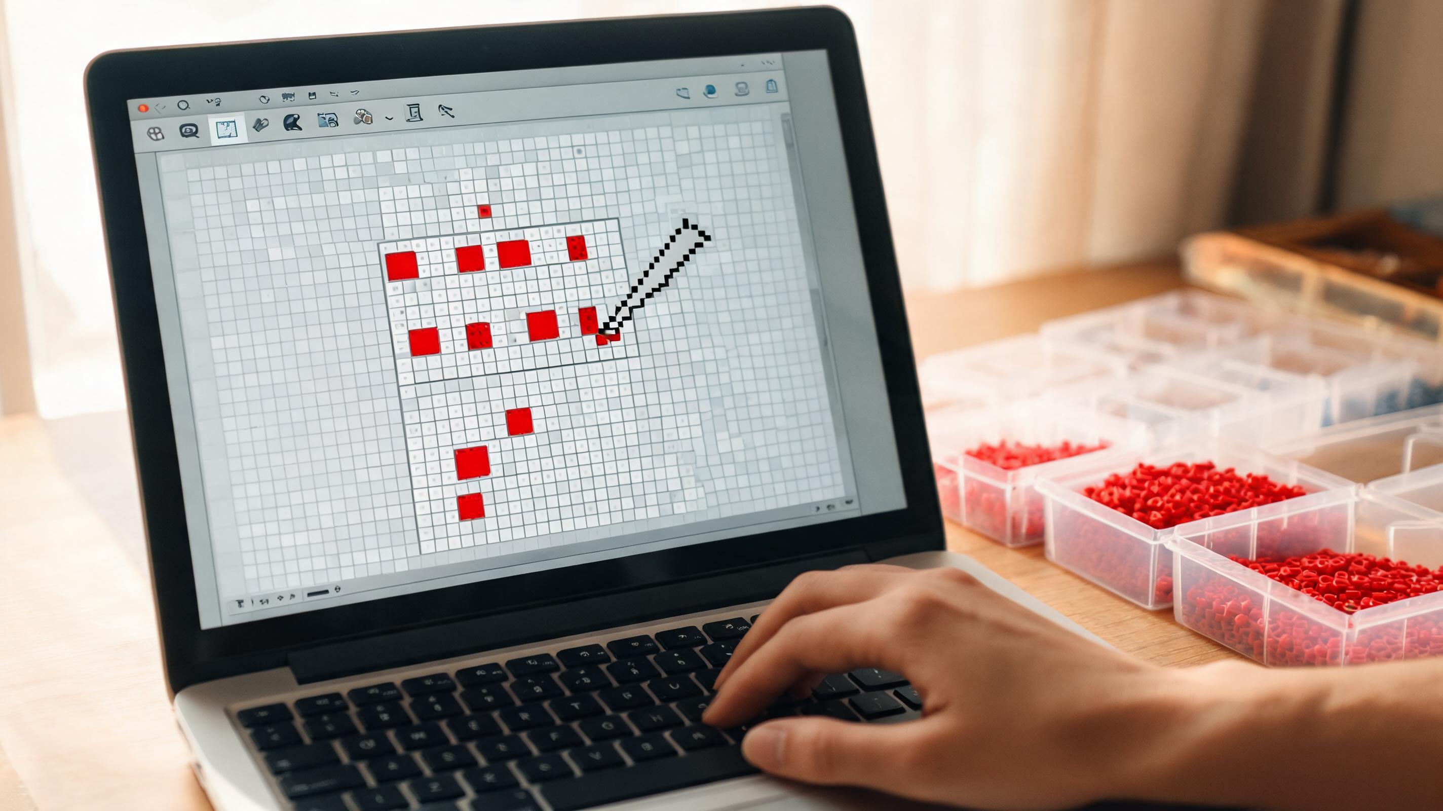 Paint erase fill and eyedropper tools on a bead grid