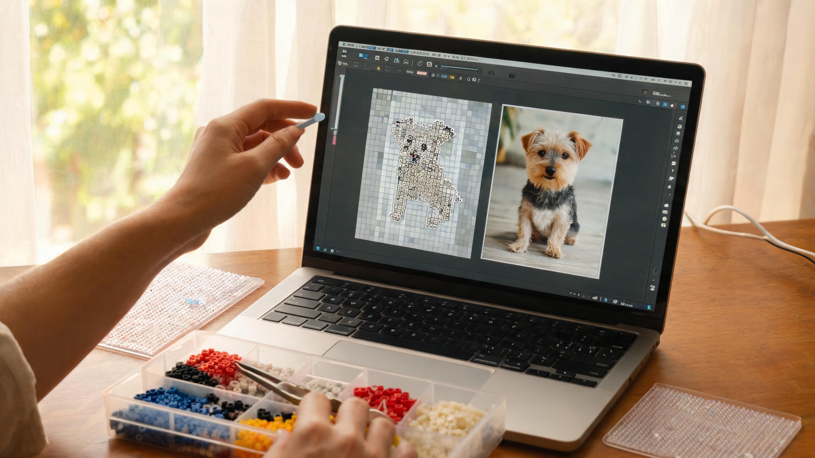 Reference photo beside canvas with trace overlay slider