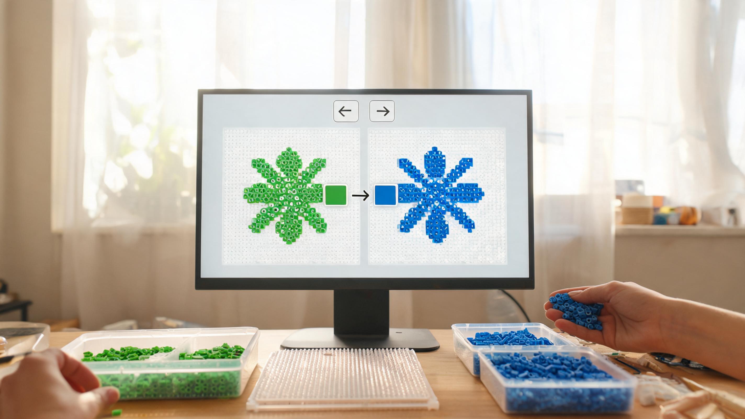 Replace color swapping green beads to blue across the pattern