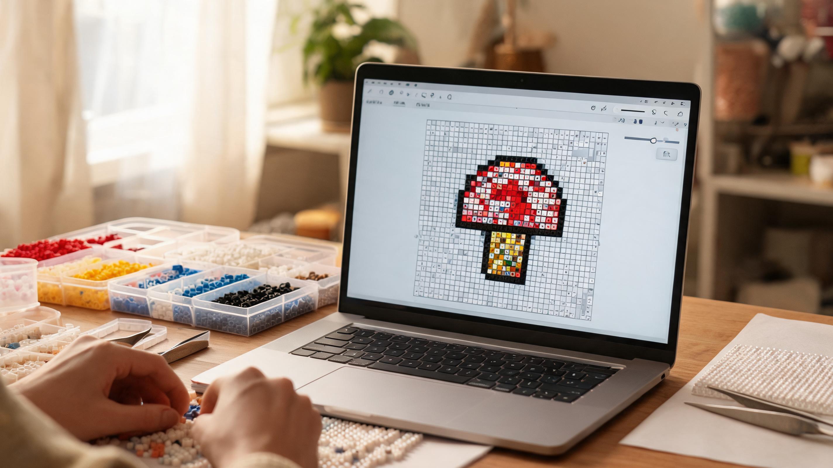 Zoom controls and fullscreen on a large bead canvas