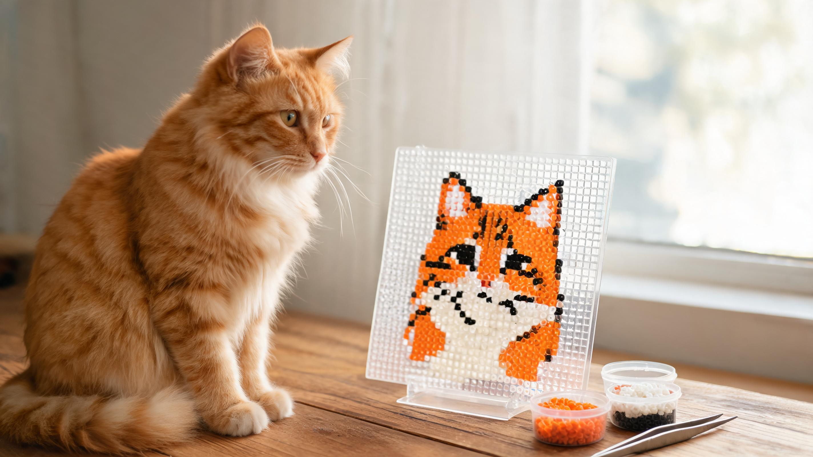 A photo converting into a bead pattern on screen